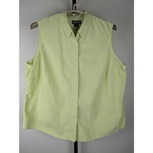 Vintage Lands' End lime green sleeveless 100% cotton button front top